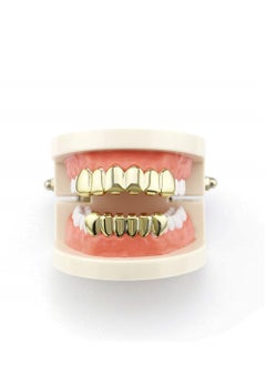 SYOSI Hip Hop Style Teeth Grillz, Gold Plated High Polish Teeth, Removable Mouth Grills For Women Men  - Image 3
