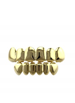 SYOSI Hip Hop Style Teeth Grillz, Gold Plated High Polish Teeth, Removable Mouth Grills For Women Men  - Image 1