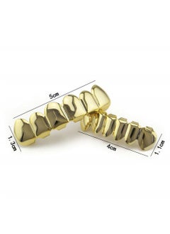 SYOSI Hip Hop Style Teeth Grillz, Gold Plated High Polish Teeth, Removable Mouth Grills For Women Men  - Image 2