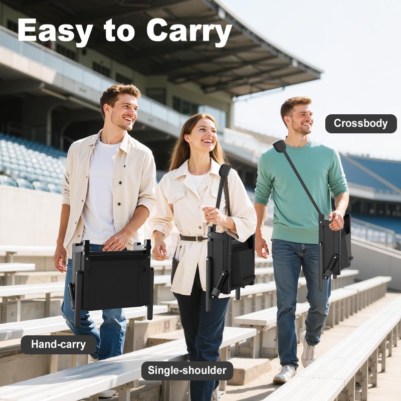 HOPERAN Stadium Seats with Back Support - Bleacher Chairs with Back and Cushion with Armrest, Thick Padded Bleacher Seats Includes Shoulder Strap, Lightweight Portable Stadium Chair - Image 4