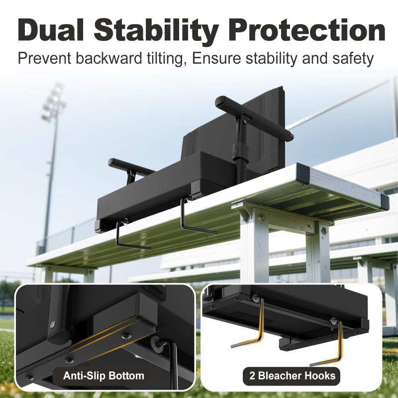 HOPERAN Stadium Seats with Back Support - Bleacher Chairs with Back and Cushion with Armrest, Thick Padded Bleacher Seats Includes Shoulder Strap, Lightweight Portable Stadium Chair - Image 5