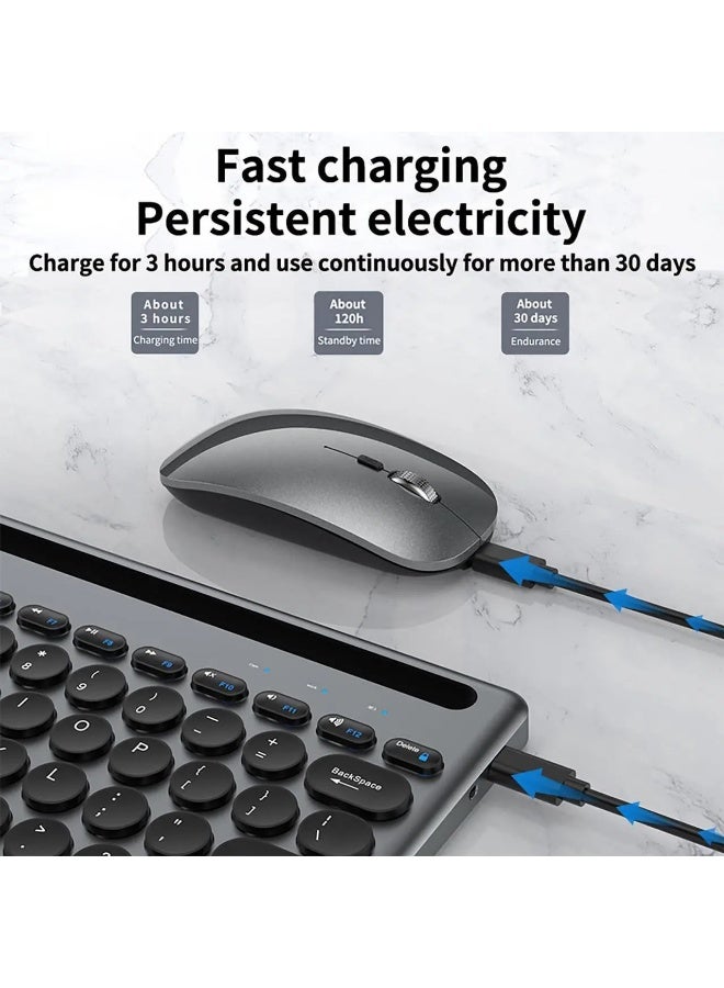 Forev Rechargeable Tablet Dual Mode Keyboard Mouse With Mobile Holder - Silent Thin - Multi Device (2.4G / BT1/ BT2 ) - IOS / Windows / Android ( Arabic / Eng. Key ) | Black - Image 3