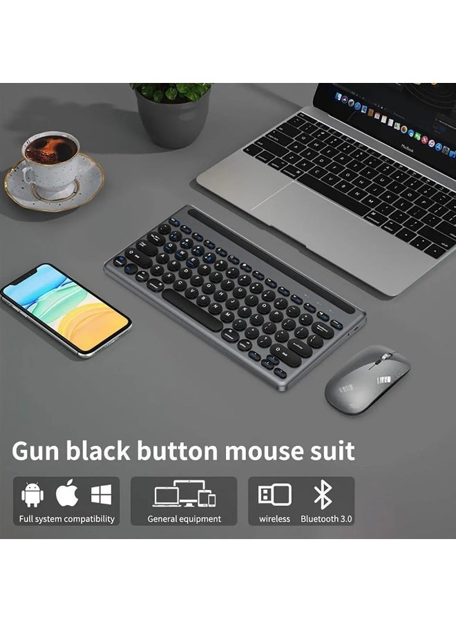 Forev Rechargeable Tablet Dual Mode Keyboard Mouse With Mobile Holder - Silent Thin - Multi Device (2.4G / BT1/ BT2 ) - IOS / Windows / Android ( Arabic / Eng. Key ) | Black - Image 4