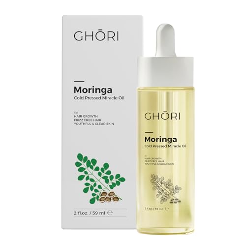 GHORI Moringa Cold Pressed Miracle Oil Hair Growth Frizz Control Clear Skin Rich in Antioxidants Vitamins 2 fl oz 59ml - Image 1