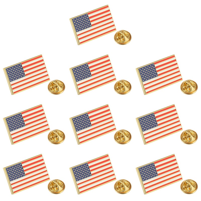 TONOS Exquisite American Flag Lapel Pin 10 PACK -The Stars and Stripes Flag Pins, Solid Metal US Flags Lapel Pin for for Veterans, Military, Memorial Day, 4th of July, Independence Day, Patriotic Gift - Image 1