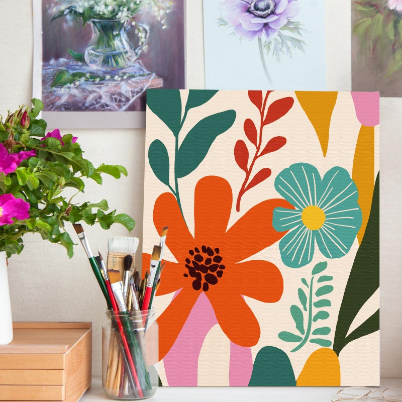 Nuberlic 10 Packs 8X10 Pre Drawn Canvas for Painting Floral Pre Printed Canvas Painting Kit Vibrant Botanical Pre Drawn Canvas to Teens Night Party Supplies - Image 5