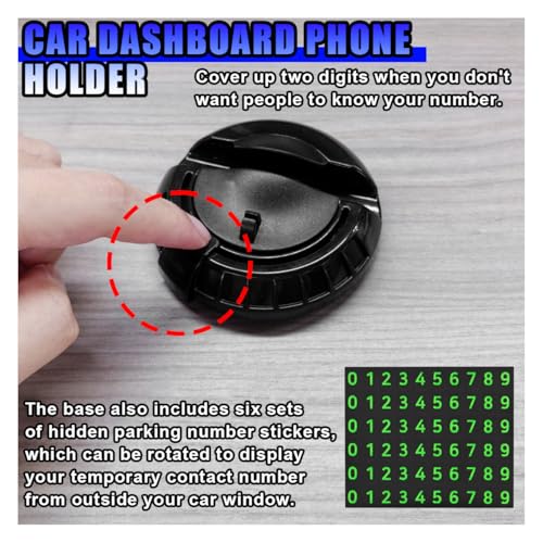 UHANBUT Multifunction Car Anti-Slip Mat, Rotatable Temporary Parking Number, Universal Auto Dashboard Organizer Pad Accessory for Phones, Sunglasses, Keys (Grey/Black) - Image 4