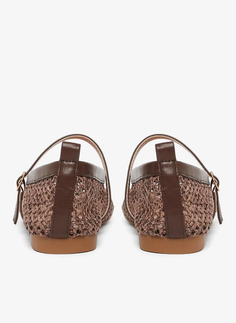 Styli  Brown Woven Ballerina Flats for Women | Best Price UAE