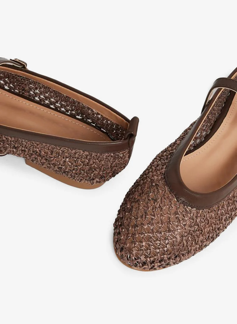 Styli  Brown Woven Ballerina Flats for Women | Best Price UAE