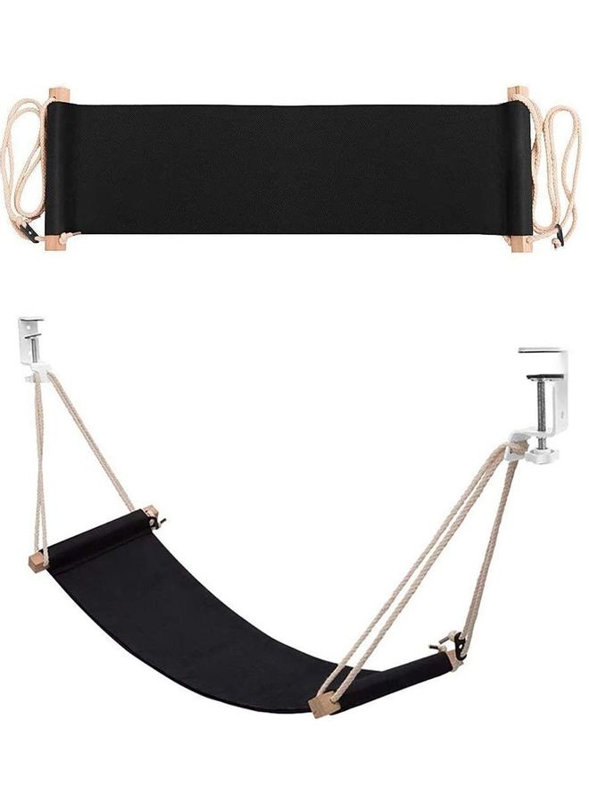 NIBEMINENT Portable Adjustable Foot Hammock Black 9 x 7 20cm - Image 1