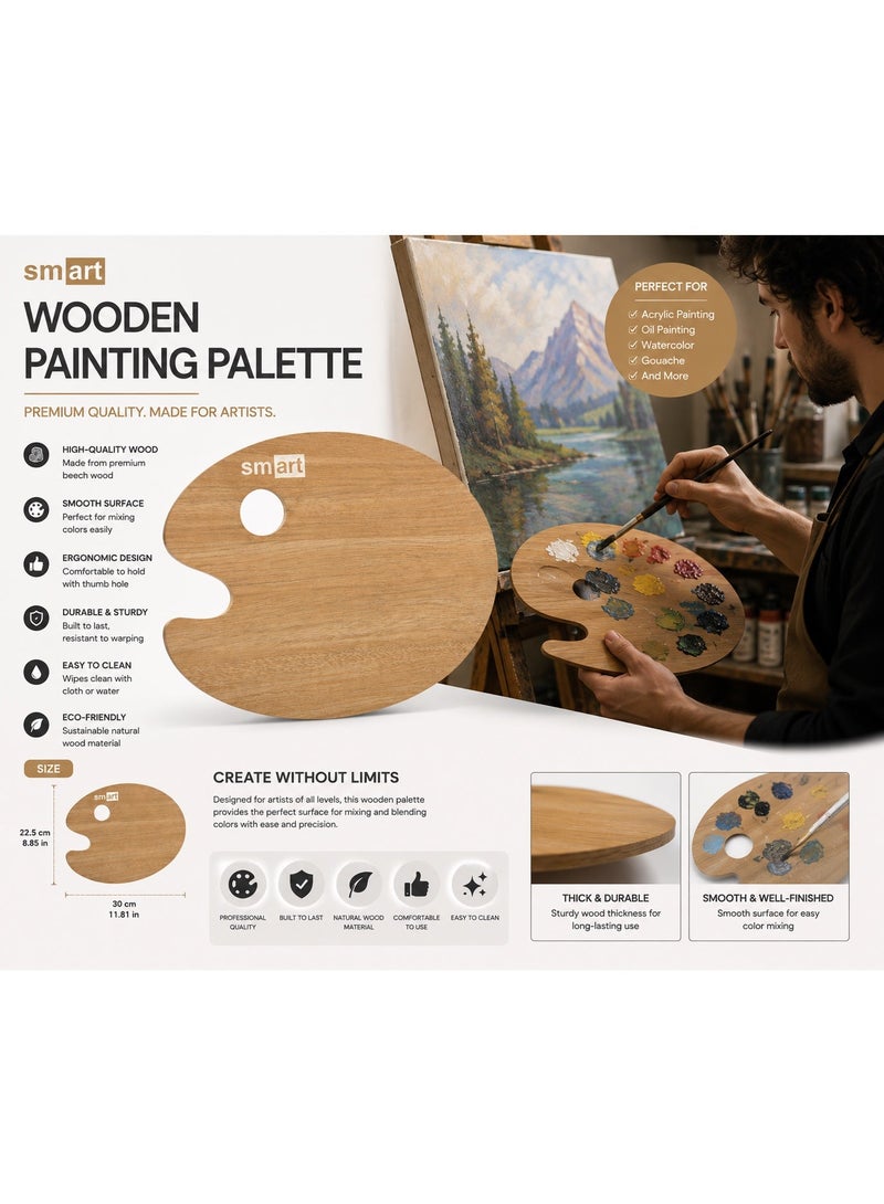 Smart Wooden Palette Oval Medium - Beige - Image 3