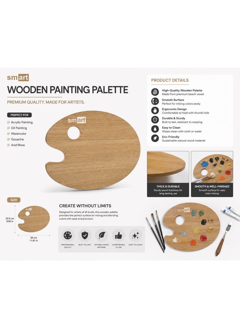 Smart Wooden Palette Oval Medium - Beige - Image 2