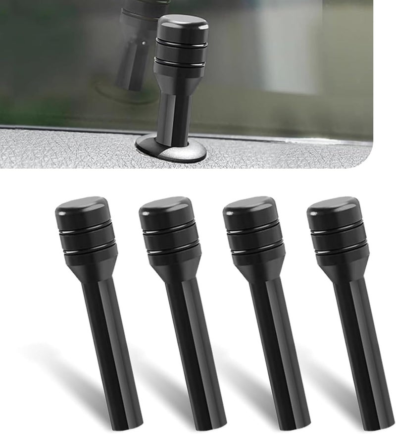 AutoBizarre Aluminum Alloy Door Lock Knobs - Inner Pull Pins for Car Decoration - Universal for All Cars (Black) - Image 1