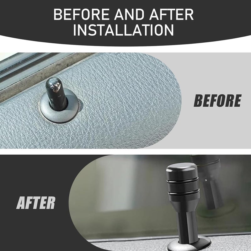 AutoBizarre Aluminum Alloy Door Lock Knobs - Inner Pull Pins for Car Decoration - Universal for All Cars (Black) - Image 4