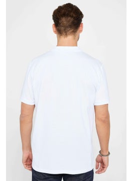 Tudors Men's Classic Fit Relaxed Cut Cotton Plain Pique White Polo Neck T-Shirt  - Image 5