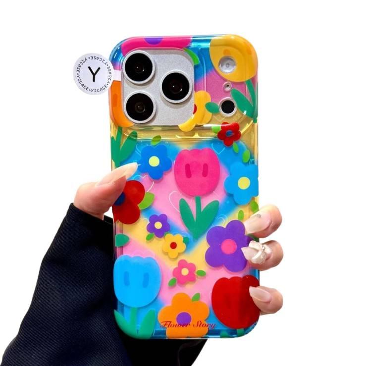 Shockproof iPhone 15 Scratch Resistant IMD Double Layer Case for 15 Plus 15 Pro 15 Pro Max with Double Layer Design and Tulip Pattern in Gold - Image 2
