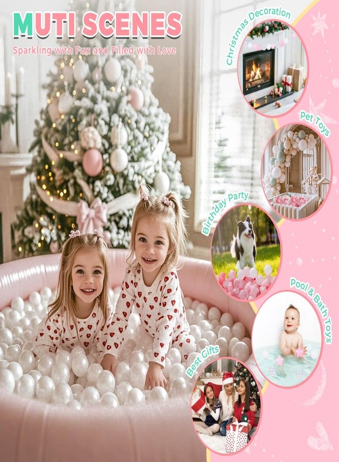 TRENDPLAY كرات حوض النجوم من تريند بلاي للأطفال الصغار - 100 كرة نجمية بأشكال مختلفة، كرات بلاستيكية غير سامة للعب آمن، زينة حفلات الأولاد والبنات (وردي، أبيض، شفاف، 100) - Image 4