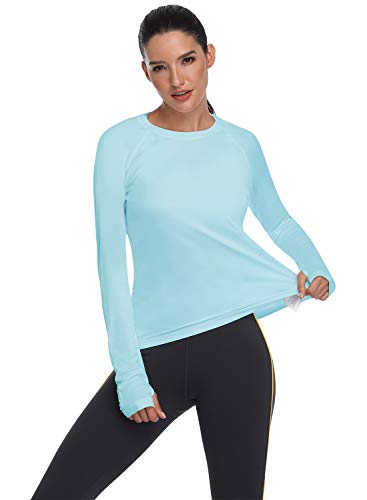HISKYWIN Women's UPF 50+ Sun Protection Long Sleeve Shirts Outdoor Hiking Fishing Tops HF103- Light Green-S - Image 3