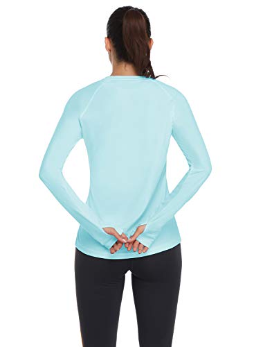 HISKYWIN Women's UPF 50+ Sun Protection Long Sleeve Shirts Outdoor Hiking Fishing Tops HF103- Light Green-S - Image 2
