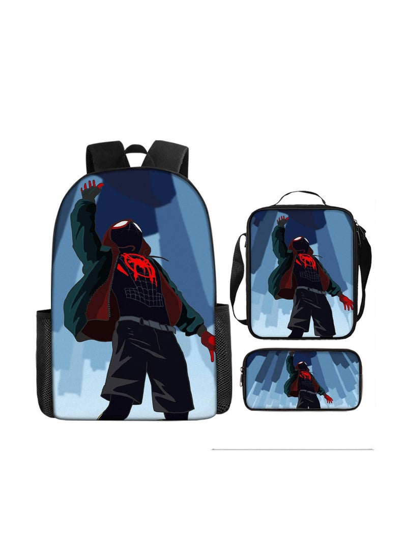 Backpacker Spider-Man Cartoon Digital Printing Children's Student School Bag Backpack 29*16*42CM + Shoulder Bag 19*6*23CM + Pencil Case 24*7*11CM Three-piece Set - Image 1