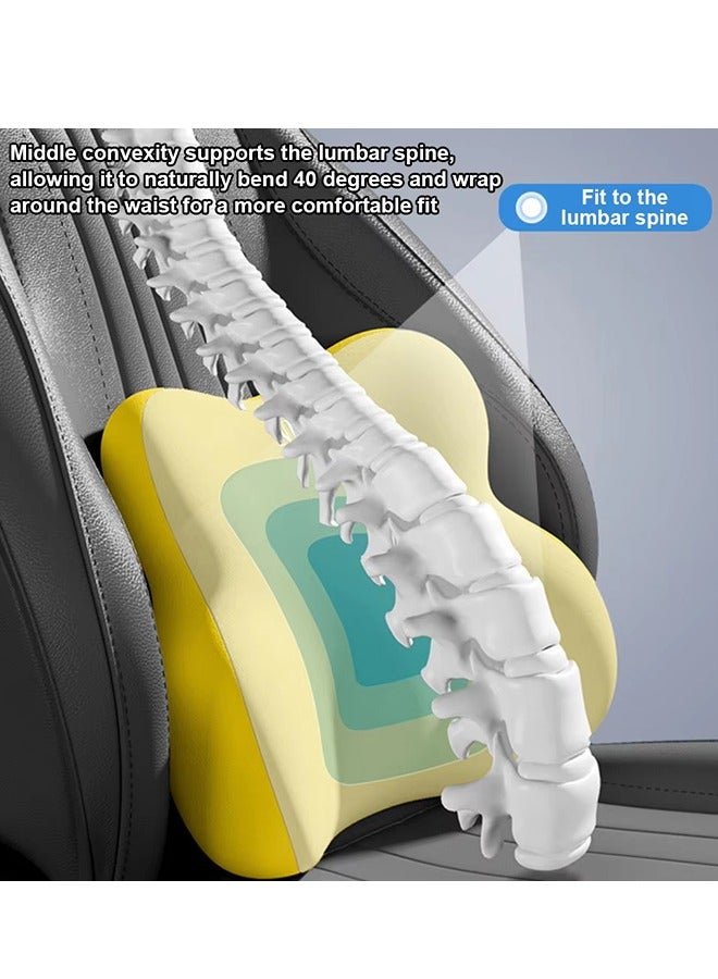 MLADEN 2 قطعة/مجموعة وسادة السيارة وسادة دعم قطنية ميموري فوم للظهر ووسادة للرقبة للسيارة طقم وسادة مسند رأس مريح لمساند الرأس في المكتب وسادة دعم الظهر للسيارة مع حزام قابل للتعديل (بيج) - Image 3