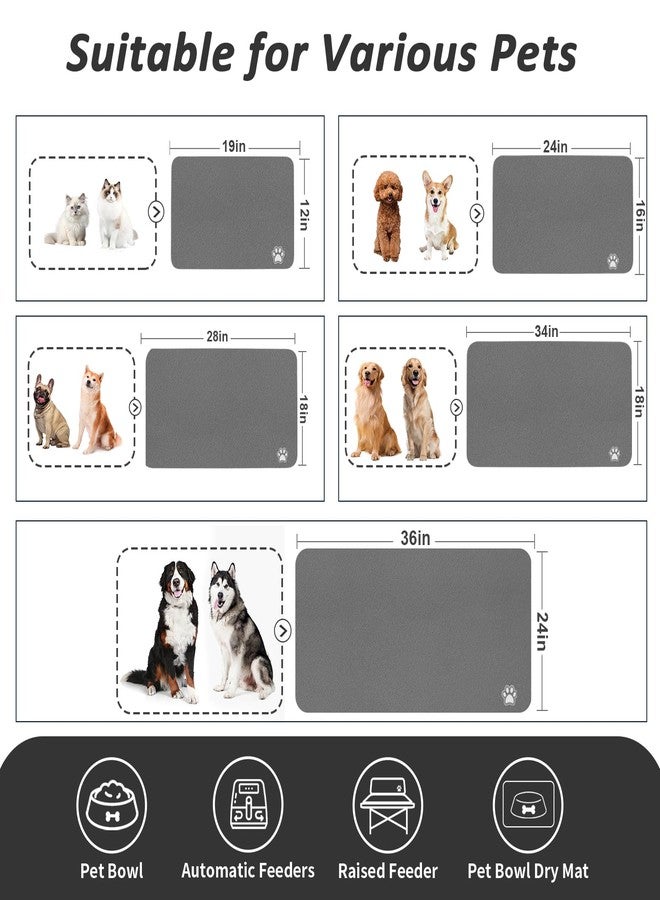 HotLive Pet Feeding Mat - Absorbent Dog Mat for Food and Water, No Stains Cat Bowl Mat, Easy to Clean Pet Placemats, Quick Dry Dog Water Dispenser Mat for Messy Drinkers | Paw Dark Grey 18"x 28" - Image 4
