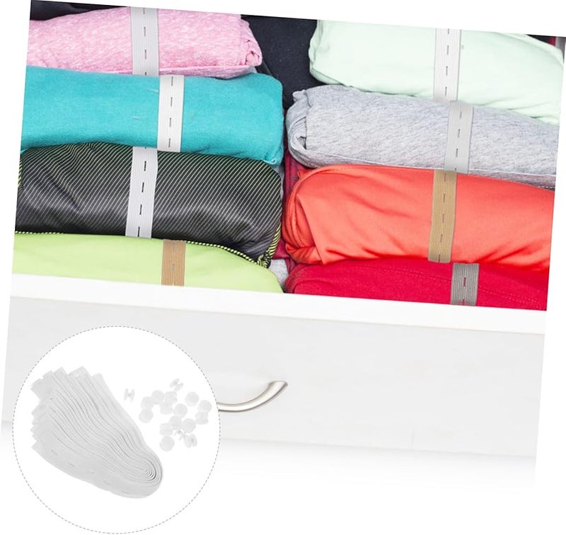 Operitacx 60pcs White Garment Storage Straps Travel Clothes Organizer Elastic Wrapping Bands 32x1 9cm - Image 3