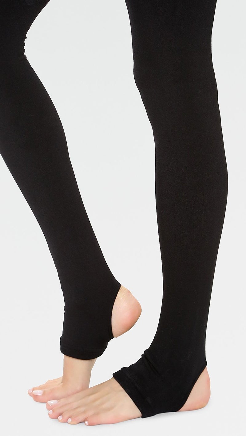 Plush Fleece-Lined Stirrup Tights Black SM - Image 4