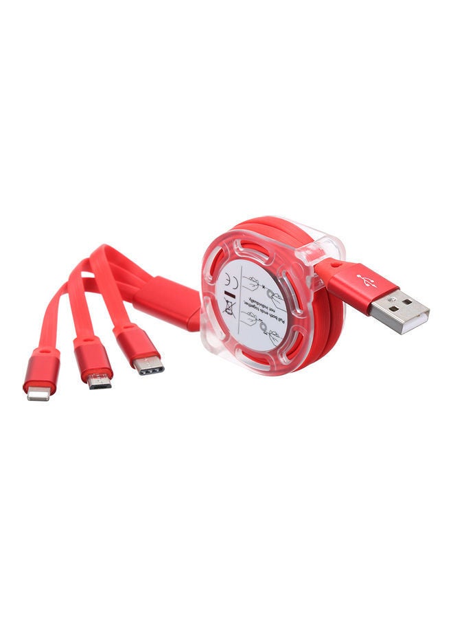 NIBEMINENT 3-In-1 Noodle Design Charging Cable Red  - Image 1