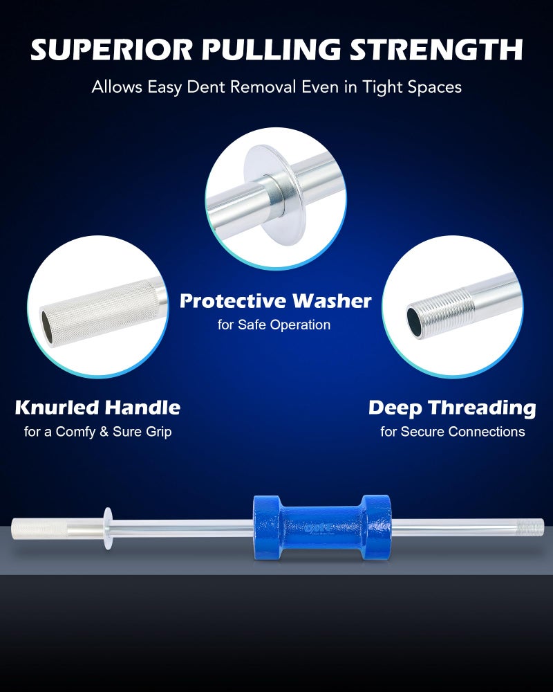 Orion Motor Tech Heavy Duty Slide Hammer Dent Puller Set, Auto Body Removal Kit With 9 Attachments, 14pc Car Remover Tools for Cars Trucks More - Image 5