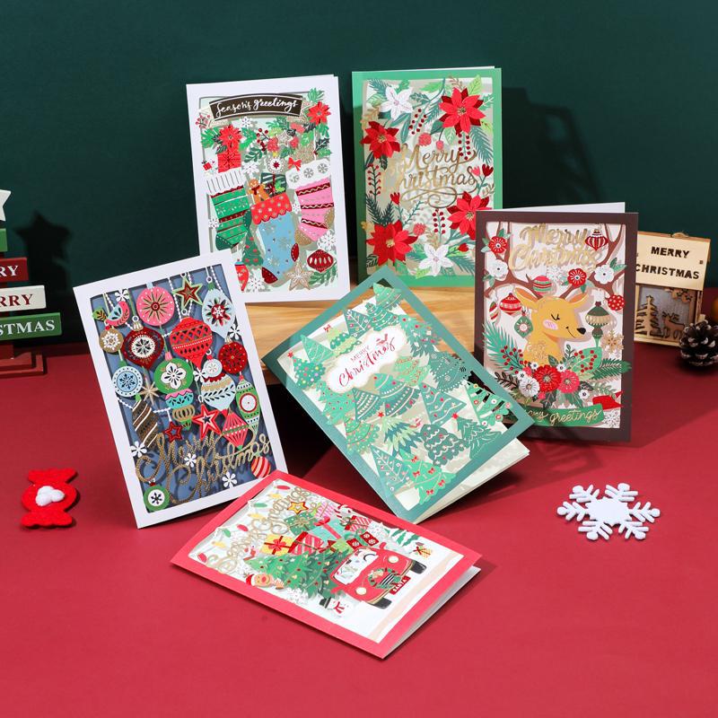 Christmas Eve Creative High-Level Hollow English Greeting Card Blessing Gift Message Card Small Card - Image 4