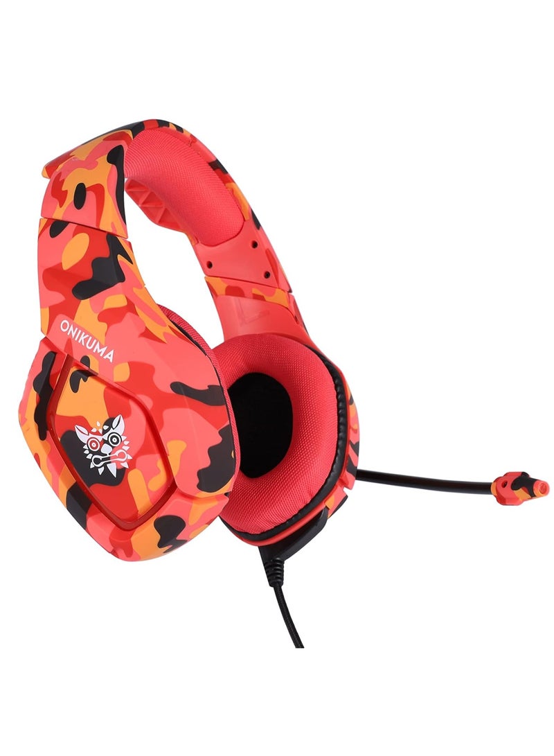 ONIKUMA K1 Stereo Wired Gaming Headset with Mic and Volume Control for Mobile and PC Compatible with Xbox One and Nintendo Switch - Red - Image 1