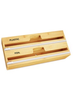 General 2 in 1 Wrap Organizer with Cutter and Labels, Plastic Wrap, Aluminum Foil and Wax Bamboo Dispenser for Kitchen Storage Organization Holder for 12 Roll  - Image 1