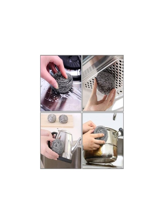 Spranila Steel Scrubber pad for Utensils Cleaning in Kitchen (Pack of 6) | Long Lasting Stain Removal Dish wash Scrubber | Non Scratch - Durable | Clean Shine Brite Utensils - Image 3