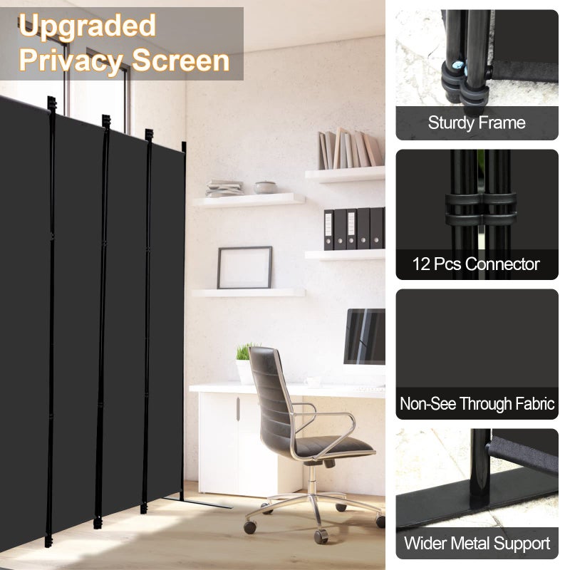 MAYOLIAH 4 Panel Room Divider Screen 6Ft Tall Foldable Privacy Dividers Indoor Wall Partition Room Separator Black - Image 5