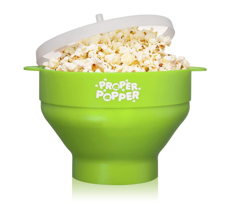 The Original Proper Popper Microwave Popcorn Popper Silicone Popcorn Maker Collapsible Bowl BPA Free  Dishwasher Safe  Green