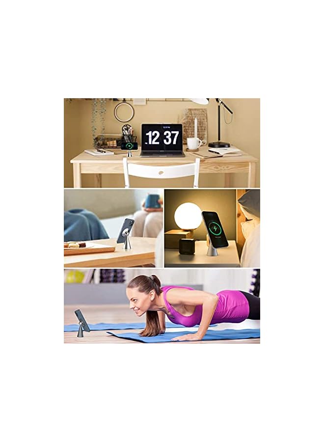 Delfino Stand for MagSafe Charger Angle Adjustable Phone Dock Holder Cradle for iPhone 12 Pro Max /12 Pro/12 Mini /12 & iPhone13 Series (Gray) - Image 3