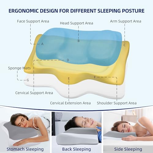 ABLEGRID Dual-Layer Memory Foam Cervical Neck Pillow,Contour Cooling Gel Support Pillow for Neck Shoulder Pain Relief,Ergonomic Orthopedic Adjustable Deep Sleep Bed Pillow for Side,Back,Stomach Sleep - Image 2
