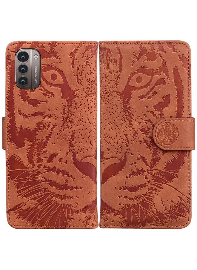 HuHa Case Cover For For Nokia G21 / G11 Tiger Embossing Pattern Horizontal Flip Leather Phone Case(Brown) 
