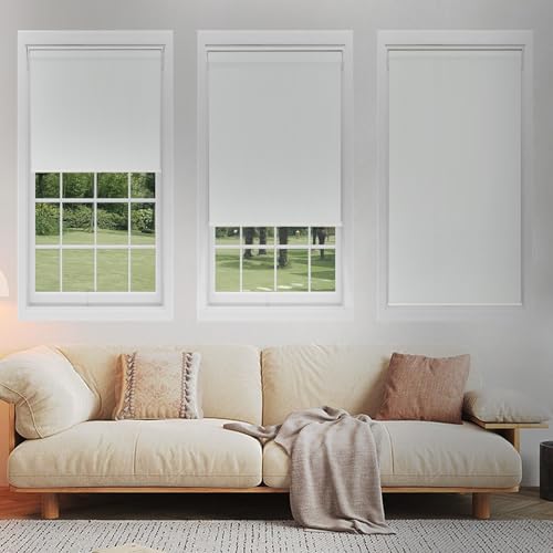 Changshade Blackout Roller Shades Cordless for Windows 100 Room Darkening Window Blinds for Bedroom Thermal Insulated UV Protection Easy Install Pull Down Shades for Home23Wx72HWhite - Image 3