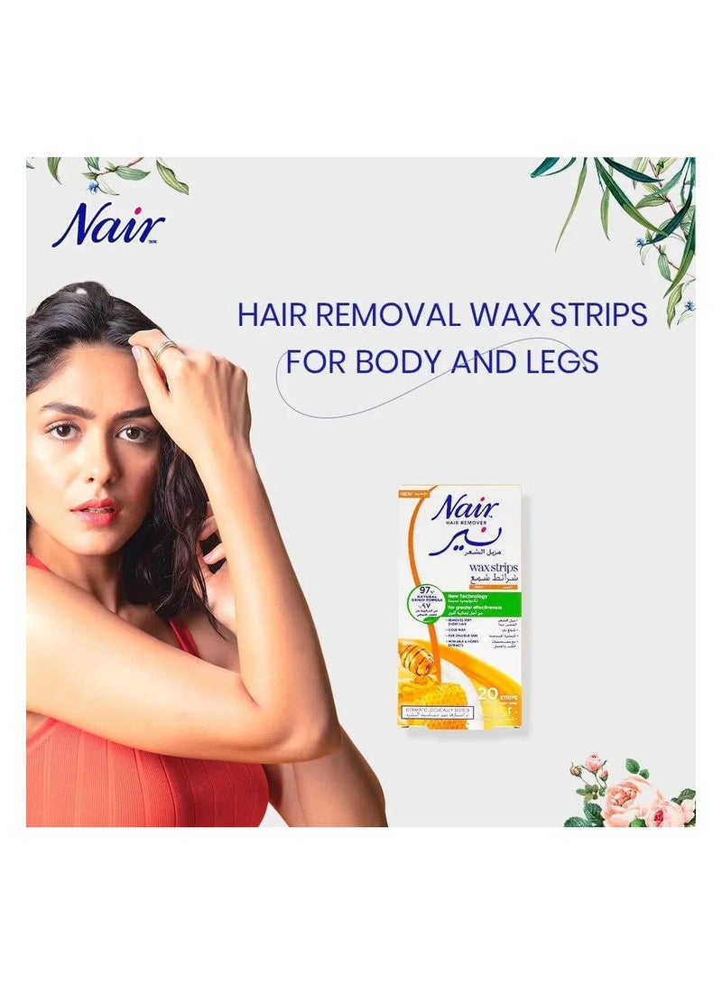 Nair شرائح شمعية لإزالة شعر الجسم بالحليب والعسل، 20 شريحة - Image 2