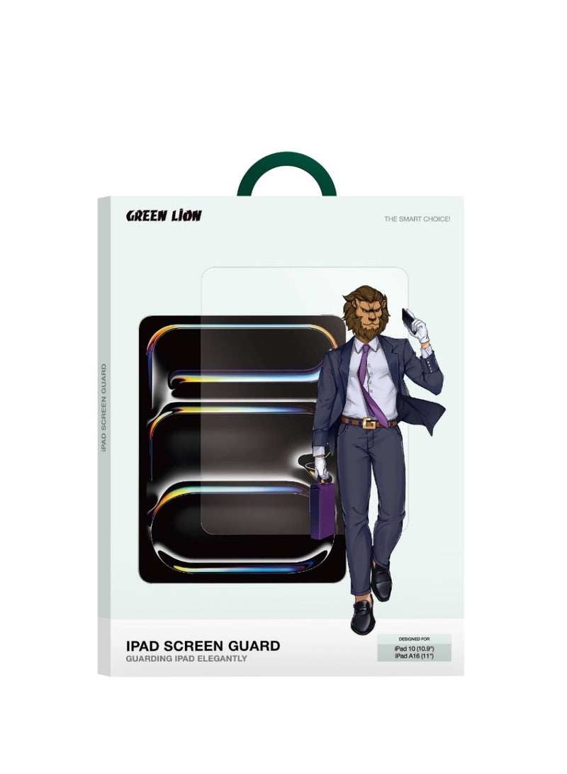 GREEN LION iPad Air A16 Screen Guard with 99.9% Super Transparency / Anti-Fingerprint Screen Protector / Perfect Fitting / Anti-Scratch / Anti Broken / Precise Touch / Case Friendly / Oleophobic Coating - Clear