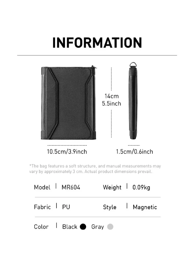 MARK RYDEN  Mark Ryden MR604 Black Magnetic Passport Holder, Premium PU Leather Travel Wallet, Anti-Theft Crossbody Design, One-Hand Magnetic Opening, Holds Cards and SIM Cards, Slim 1.5 cm Lightweight 0.09 kg  | Best Price UAE