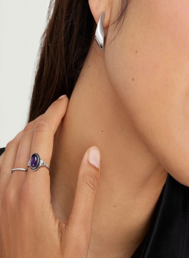 Florideco 925 Sterling Silver Mood Rings Moonstone for Women Vintage Handmade Victorian Rings Oval Solitaire Ring 18K White Gold Plated Color Change Mood Rings Womens Jewelry, Gemstone, moodstone - Image 5