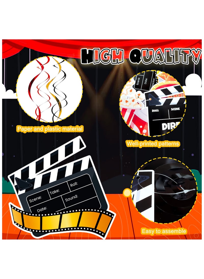 حفلة مثمرة مجموعة ديكورات حفلات أعياد ميلاد ليلة الأفلام المكونة من 8 قطع، دوامة معلقة ليلة الأفلام، ولافتة ليلة الأفلام المعروضة الآن لتزيين الحفلات ذات الطابع السينمائي - Image 5