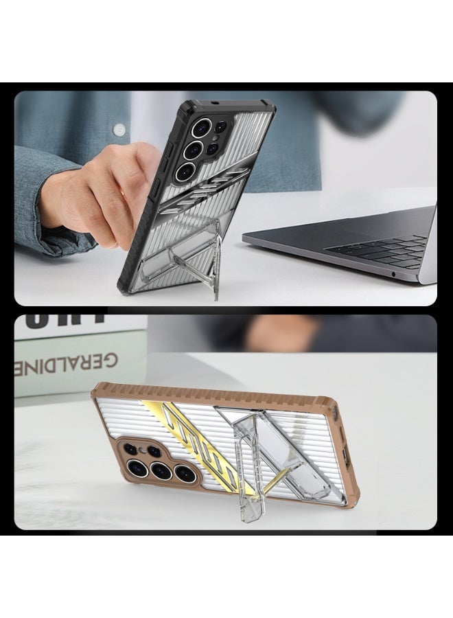 Premium  Drop-Proof Protective Case for Galaxy S25 Ultra with 5G Folding Stand + Two Tempered Films - Image 3