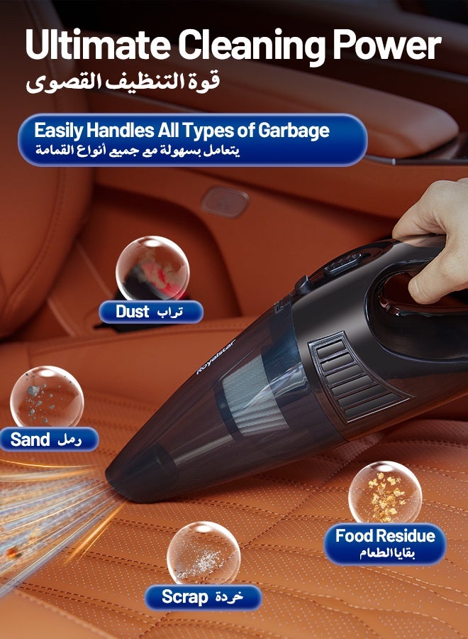 Portable Handheld Car Vacuum Cleaner High Power 12V DC with 3Pcs Washable and Removable Accessories for Car, 3-Meter Extension Cord for Travel, RV Camper Full Car Detail Cleaning - Image 4