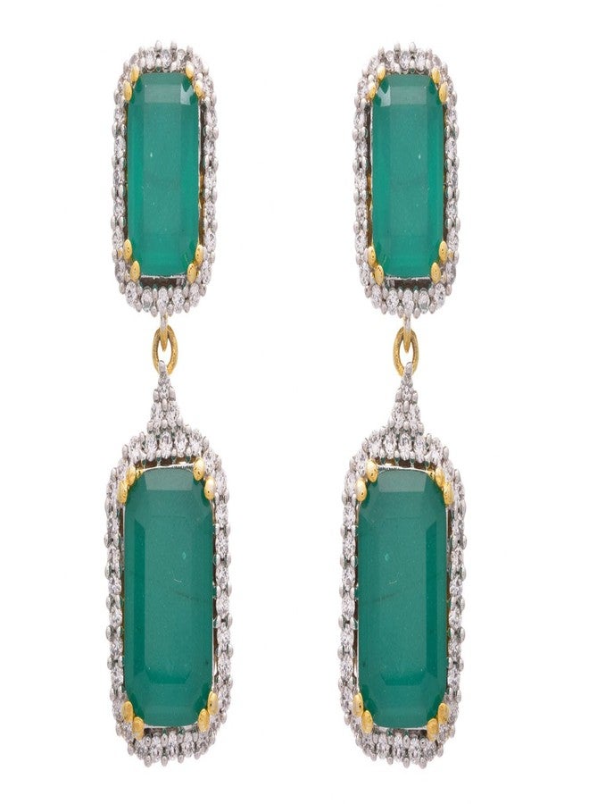 JFL - Royal & Ravishing One Gram Gold Plated Green Cz Diamond Earrings for Girl & Women,Valentine - Image 1