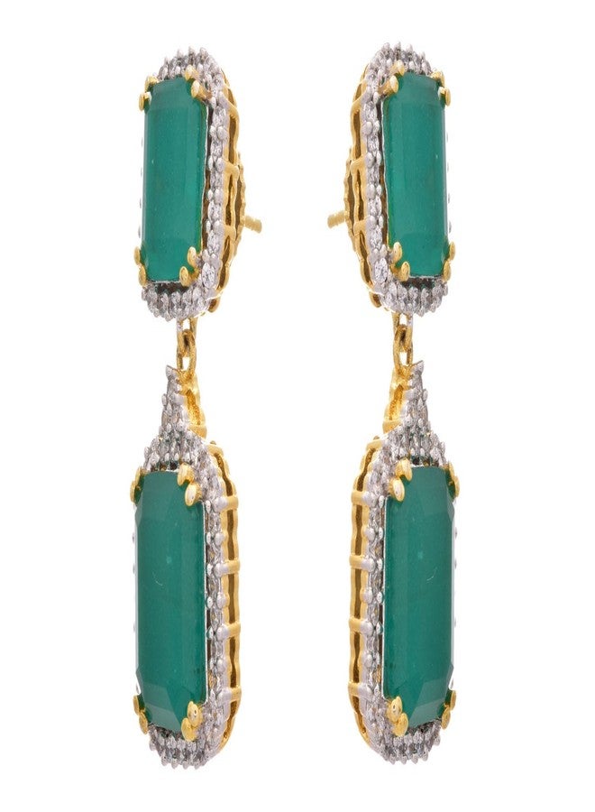 JFL - Royal & Ravishing One Gram Gold Plated Green Cz Diamond Earrings for Girl & Women,Valentine - Image 3
