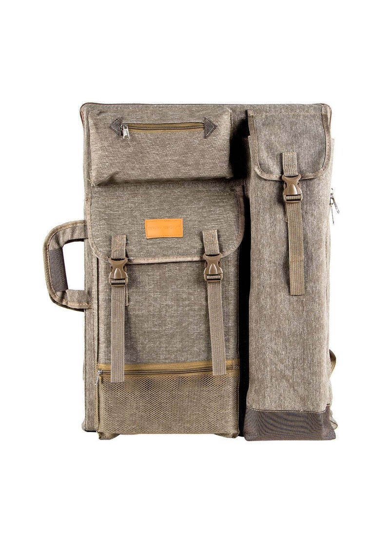 TRANSON TRANSON Art Portfolio Case Artist Backpack Canvas Bag Large 26” x 19.5” Khaki Color  - Image 1